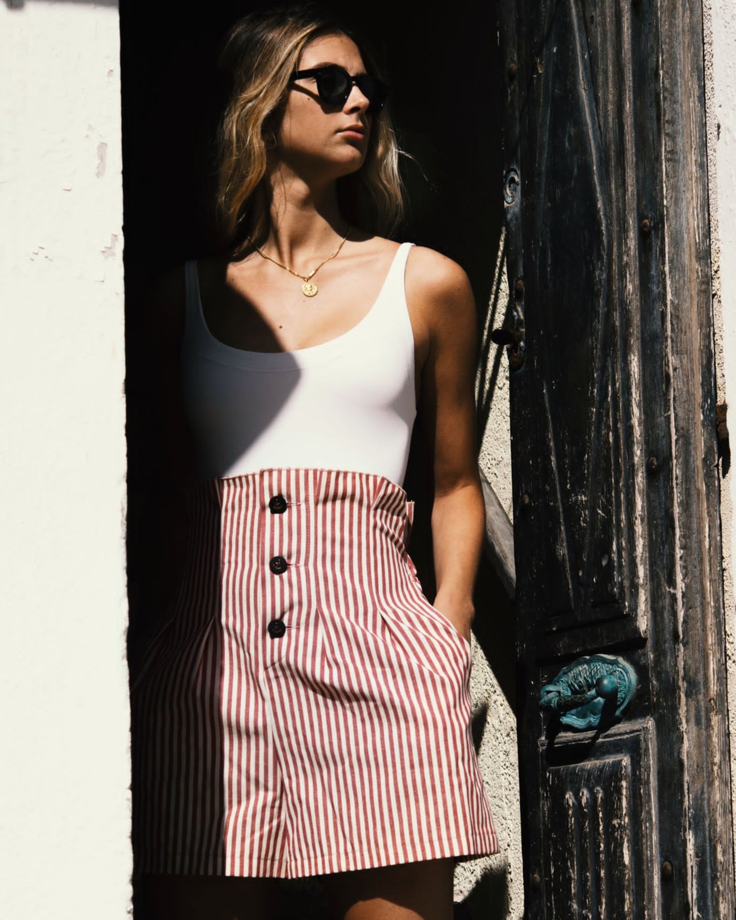 Short Le Globazine in cotone millerighe rosso personalizzabili