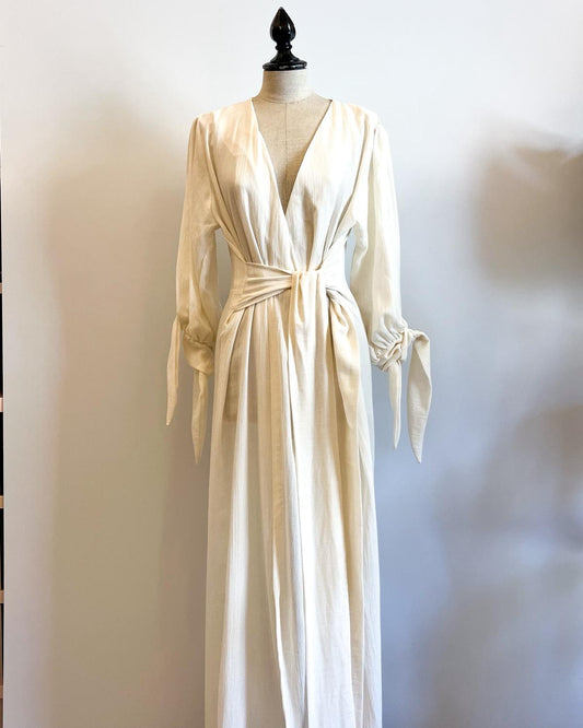 abito estivo lungo in cotone e lino