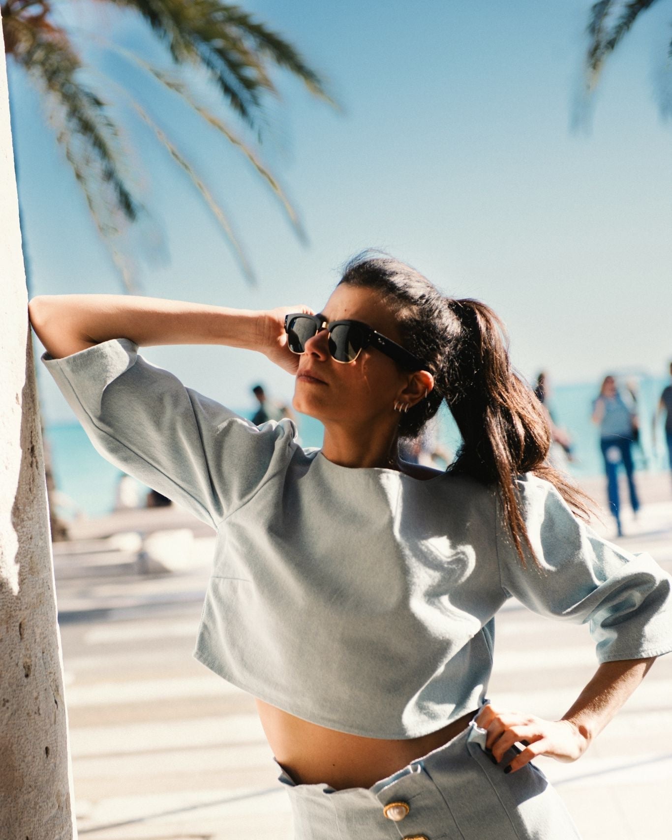 crop top con manica 3/4